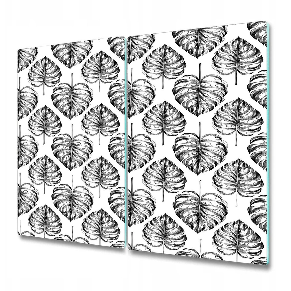 Glass Chopping Cutting Board Worktop Saver Fiery Flowers Black & White 2x30x52