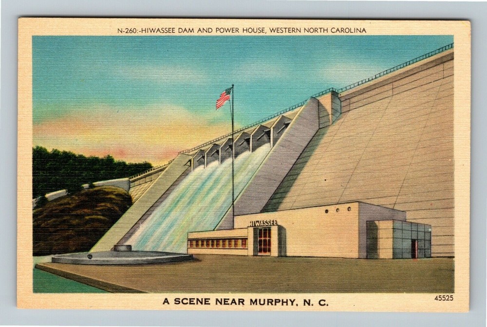 Murphy NC-North Carolina, Hiwassee Dam & Power House Vintage Souvenir Postcard