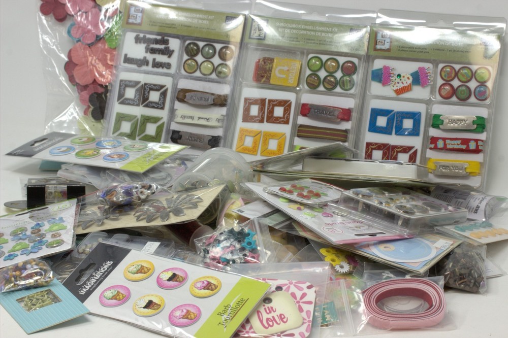 Large Craft Lot Brads Eyelets Clips Embellishments Scrapbooking Supplies Mixed