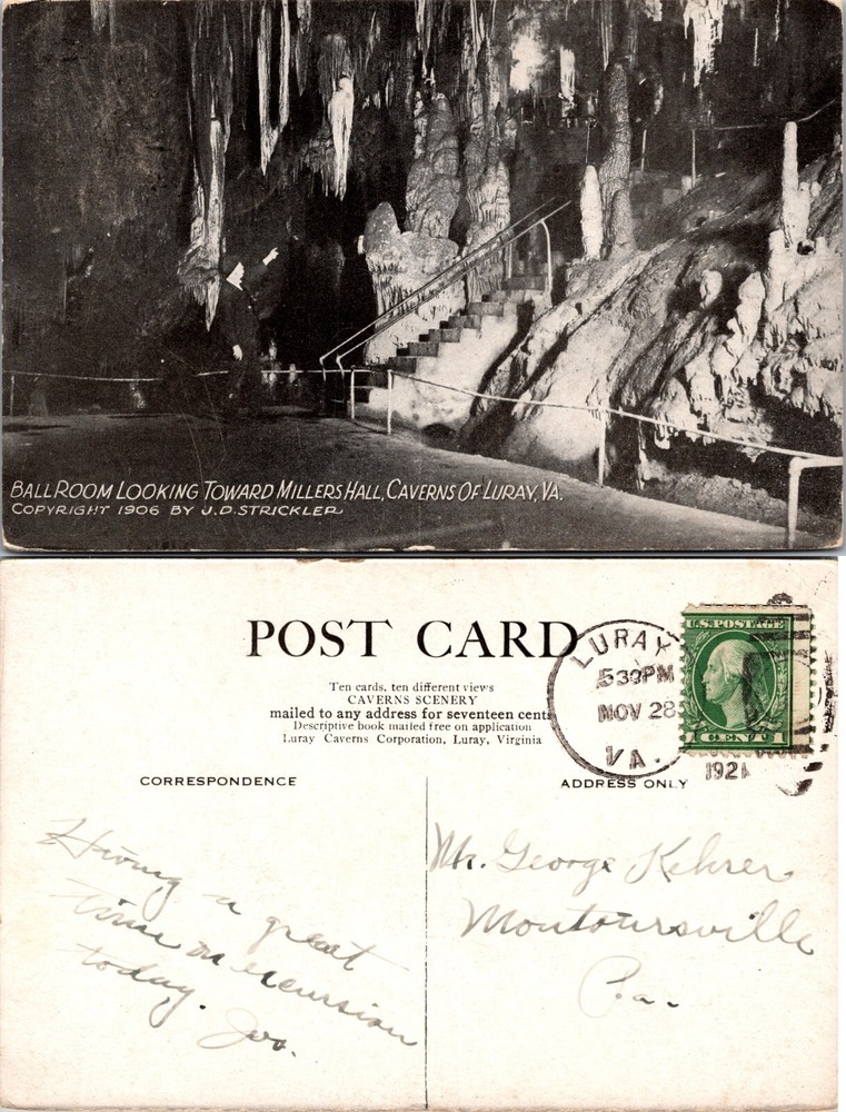 Ballroom Millers Hall Caverns of Luray Virginia Postcard