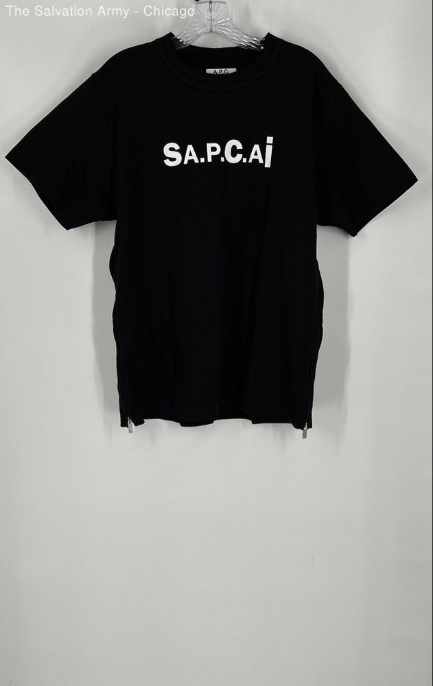 A.P.C. x Sacai Womens Black Short Sleeve Crew Neck T-Shirt Size Medium
