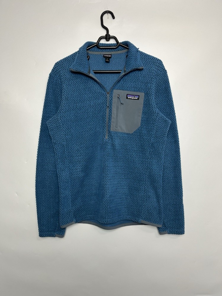 Mens Light Fleece Jacket Patagonia R1 Air Zip-Neck Blue Size S