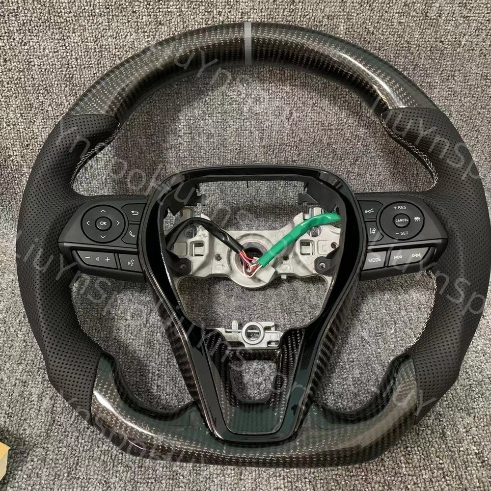 Real Carbon Fiber Steering Wheel for Toyota Camry Rav4 Corolla W/ Button 18-23