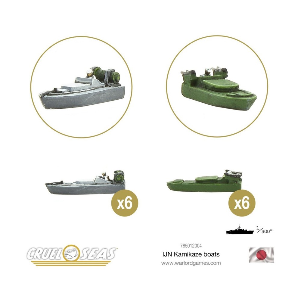 Warlord WWII Mini 1:300 IJN Kamikaze Boats Pack New