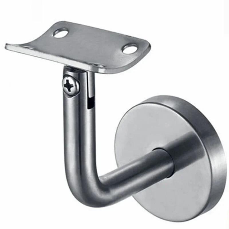 304 Stainless Steel Wall Mount Handrail Bracket w/ Base Cover for Round Top Rail