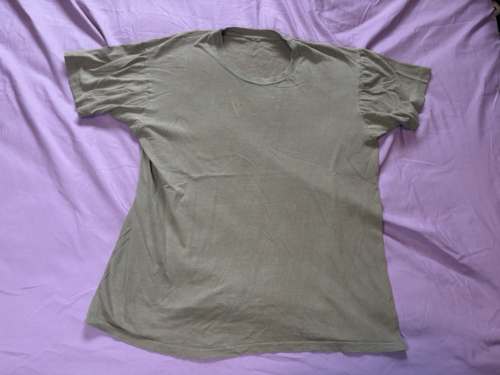 Vintage 80s Blank T Shirt Mens Medium Faded Brown Single Stitch Short Sleeve