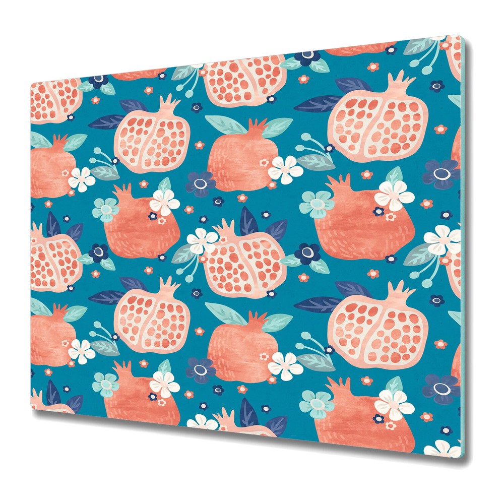 Glass Worktop Kitchen Chopping Board Hand drawn fruits hand painted Watercolour