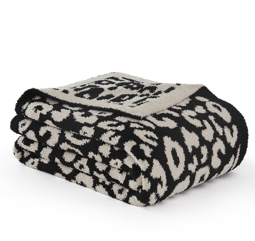 R.SHARE Black Leopard Cheetah Print Throw Blanket 50x70 Inch Reversible, Supe...