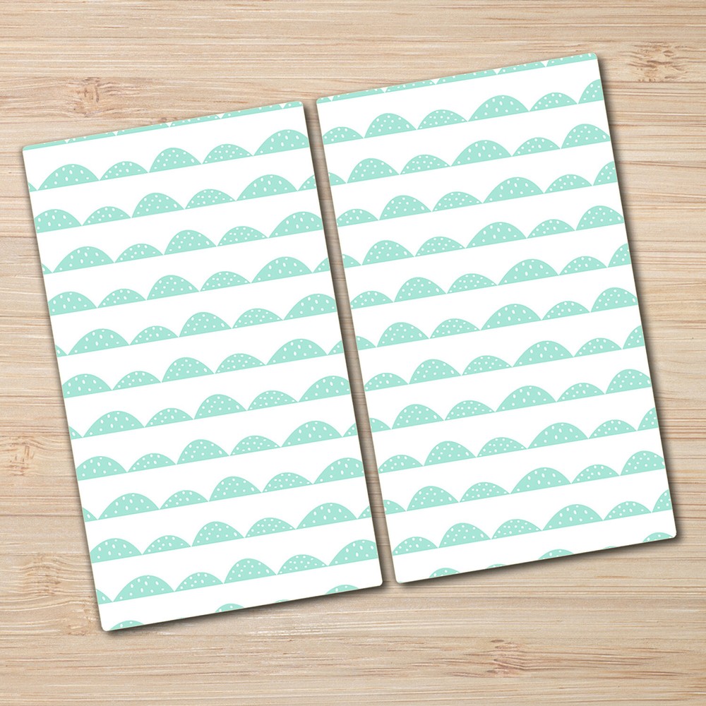 Glass Kitchen Chopping Board Worktop Saver Mint hill rows blue and white 2x30x52