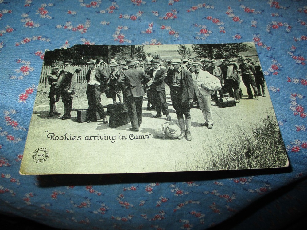 Old Postcard Chicago Daily News Military Rookies Arriving in Camp