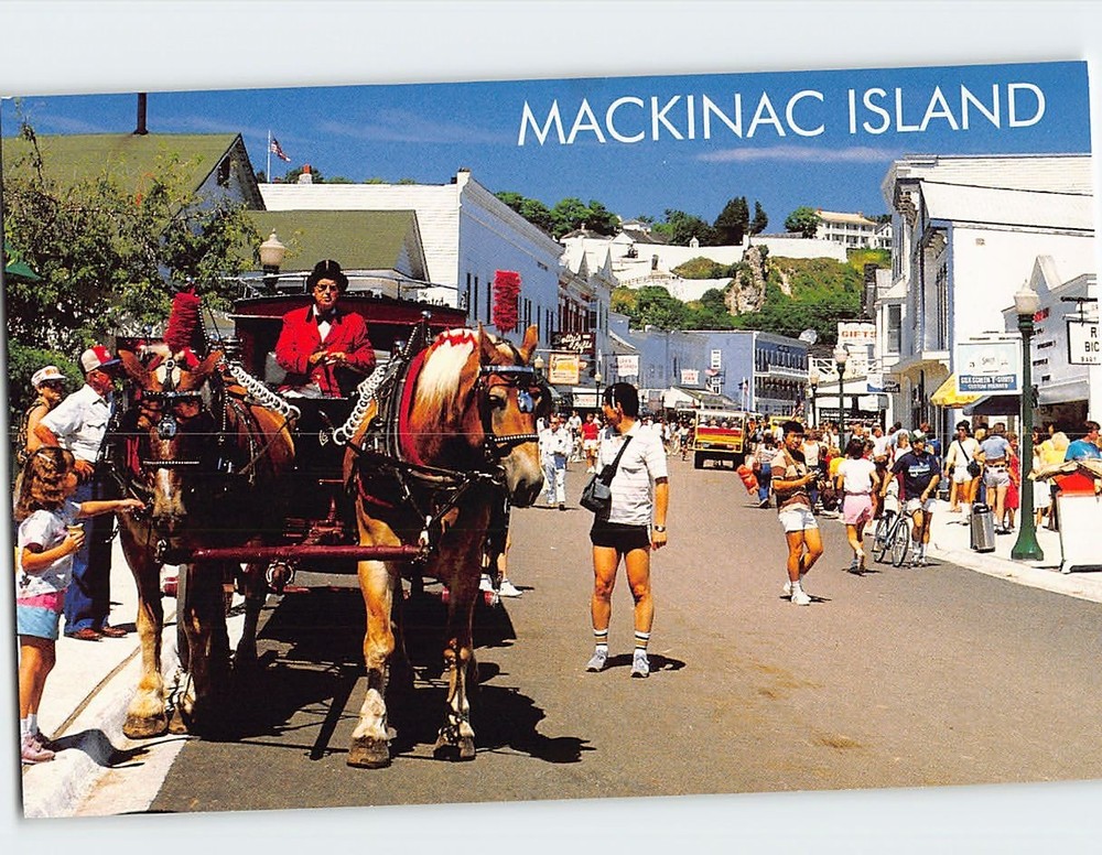 Postcard Main Street Mackinac Island Michigan USA
