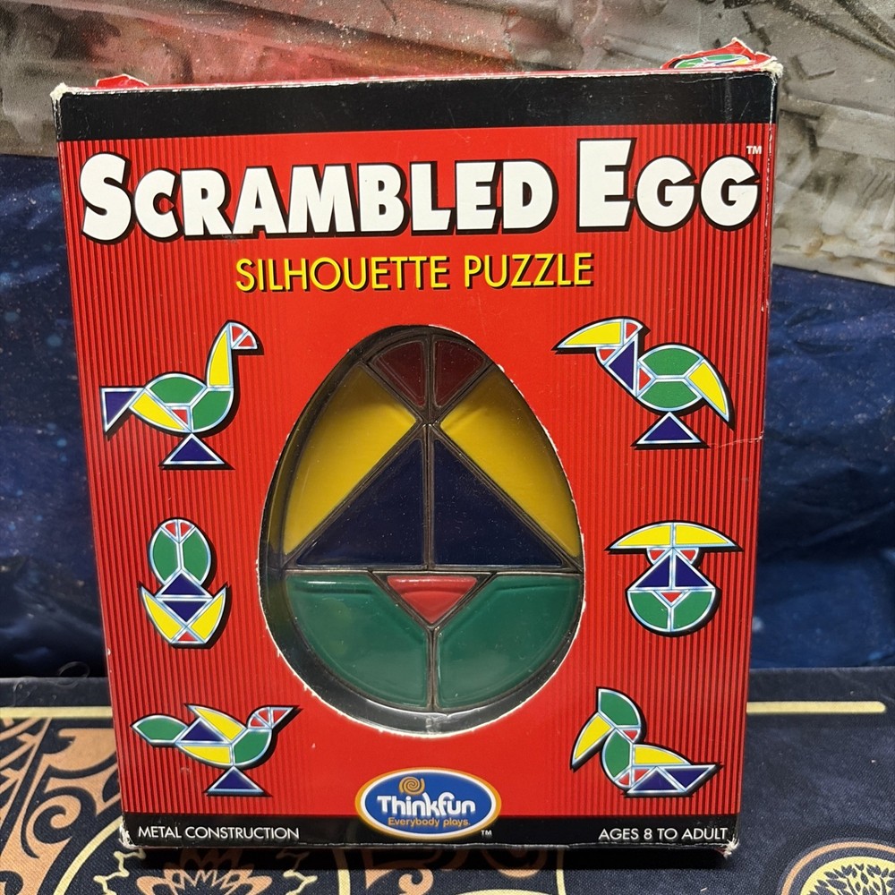 ThinkFun Silhouette Puzzle Scrambled Egg Educational 2002 Ages 8+ Metal