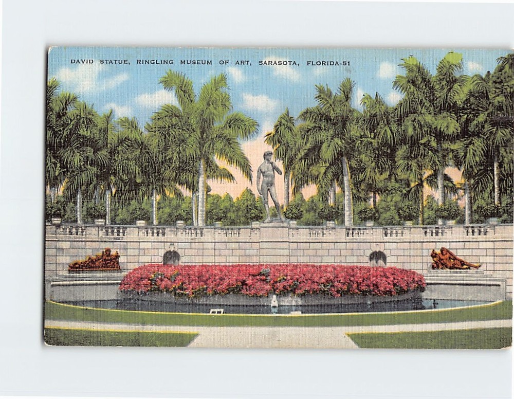 Postcard David Statue Ringling of Museum of Art Sarasota Florida USA