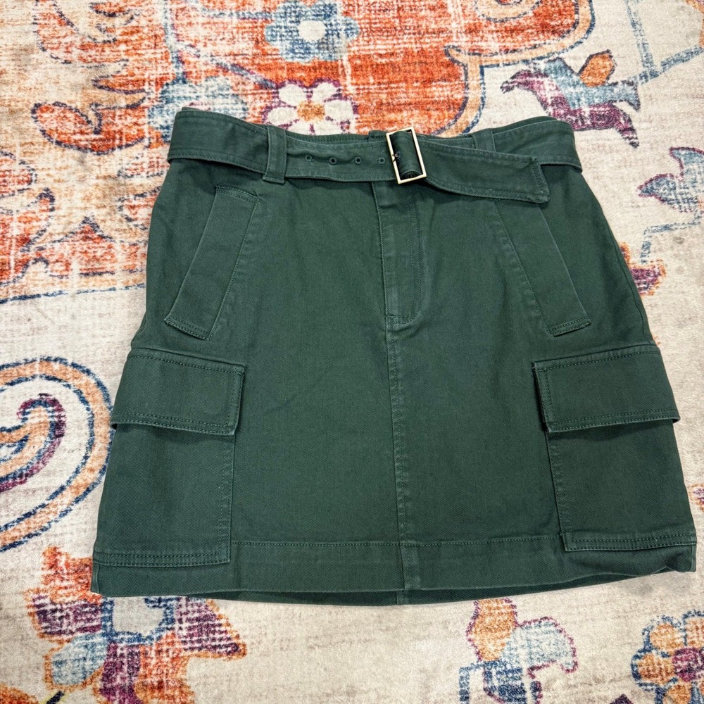 LOFT Women Green Utility Belted Cargo Mini Skirt Size 8