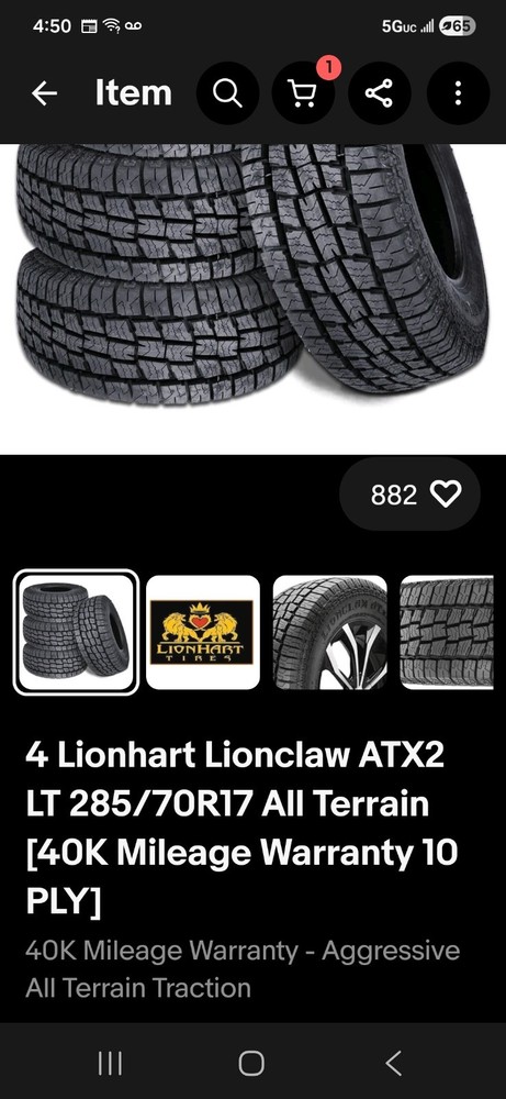 4 Tires 285x70x17 New