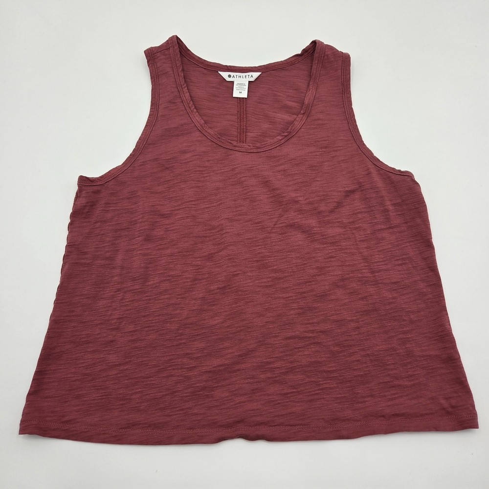 Athleta Essential Slub Tank Top Womens Medium Rosewood Red