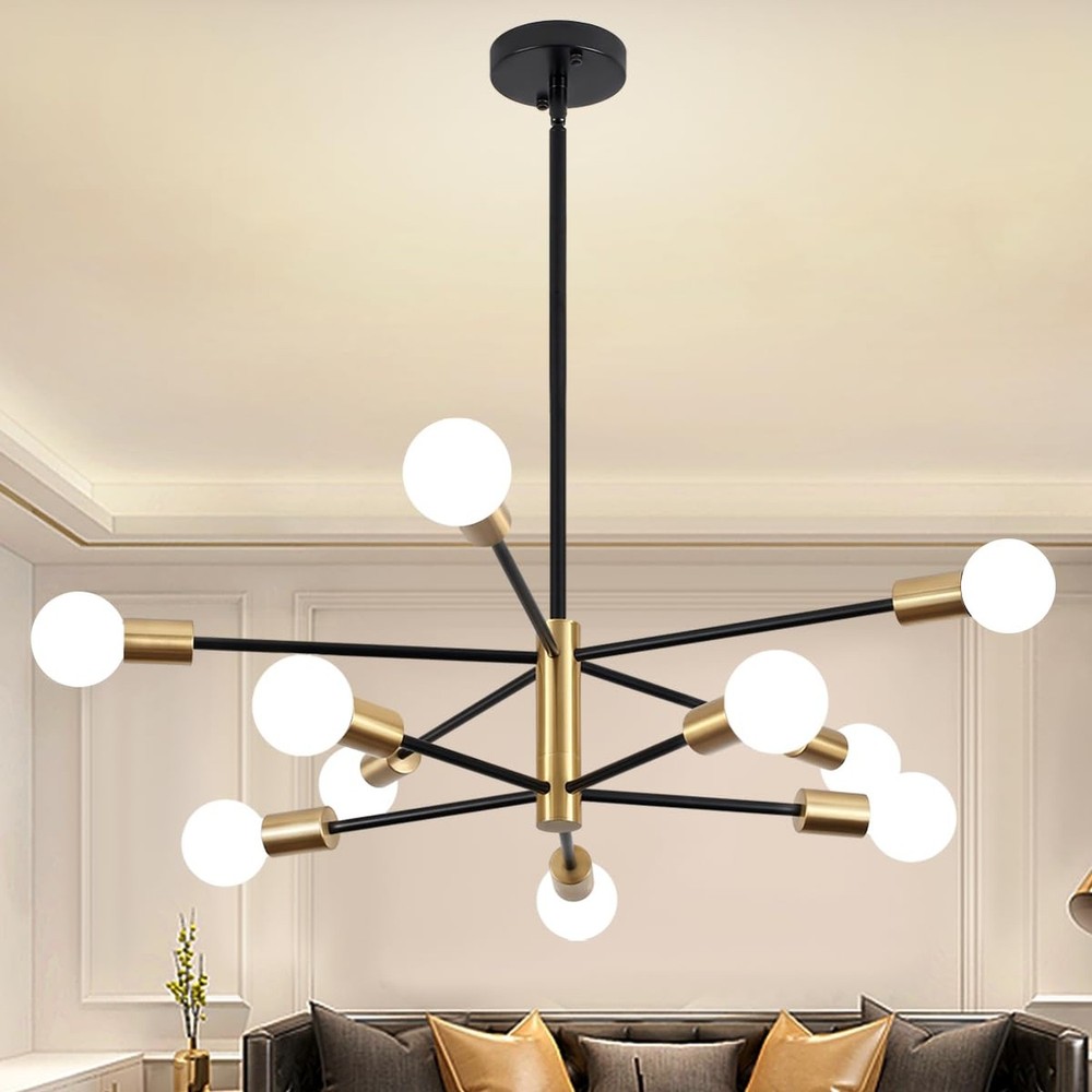 10-Light Modern Chandelier Sputnik Light Fixtures, Mid Century Chandelier Din...