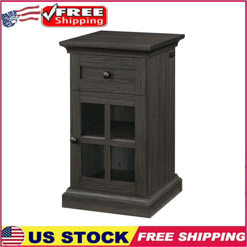 Nightstand End Side Table W/ USB Adjustable Storage Shelf Organizer Living Room