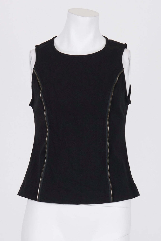 Bobby & Olive Black Zip Detail Top M by Reluv Clothing