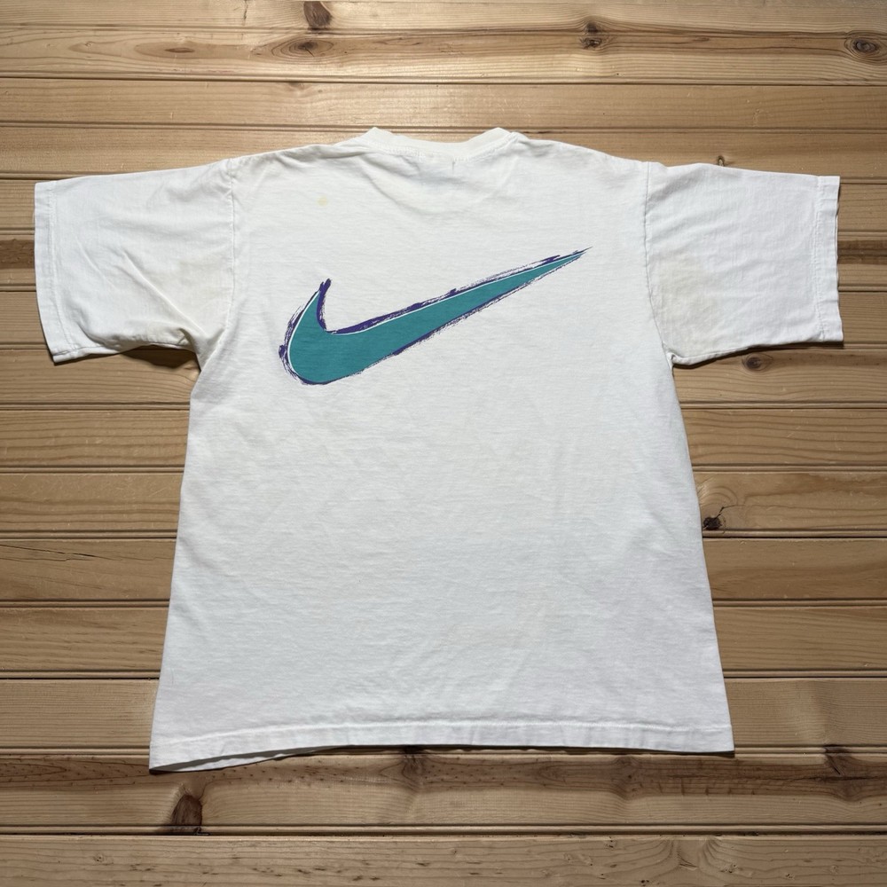 Vintage 90s Nike Double Sided Block Tag - Just Do It - Blue Purple Shirt Small
