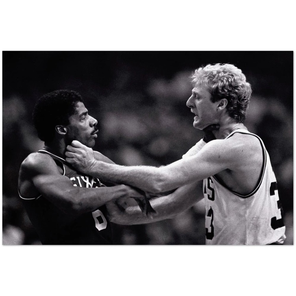 Larry Bird Julius Erving Vintage NBA Fight Poster Reprint Wall Art