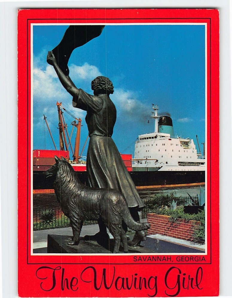 Postcard The Waving Girl Statue Savannah Georgia