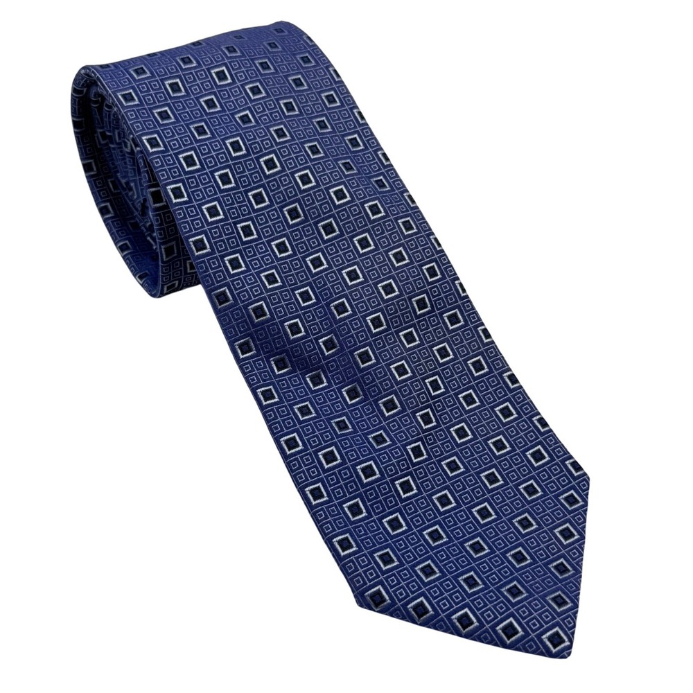 Tino Cosma Italy Men's Blue Geometric Silk Necktie Business Formal Designer