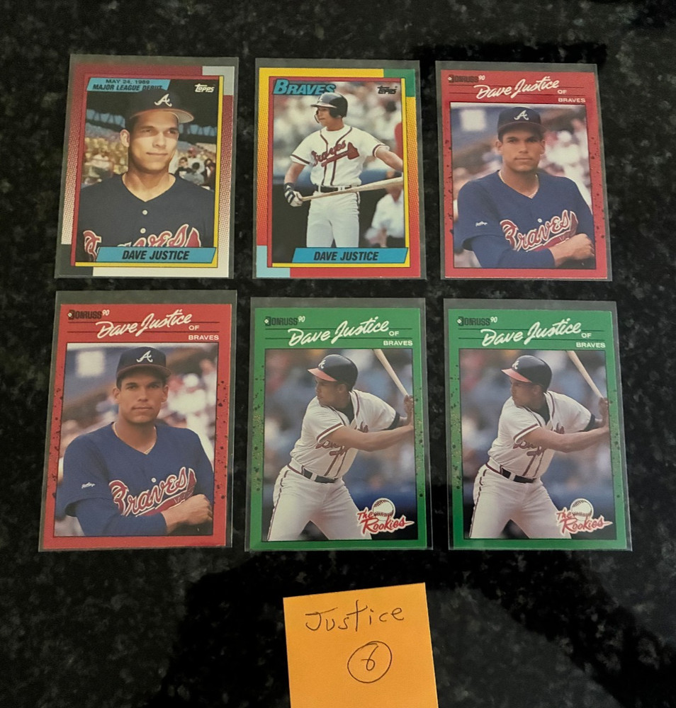 David Justice Rookie Card Lot (Topps & Donruss).........6 Total