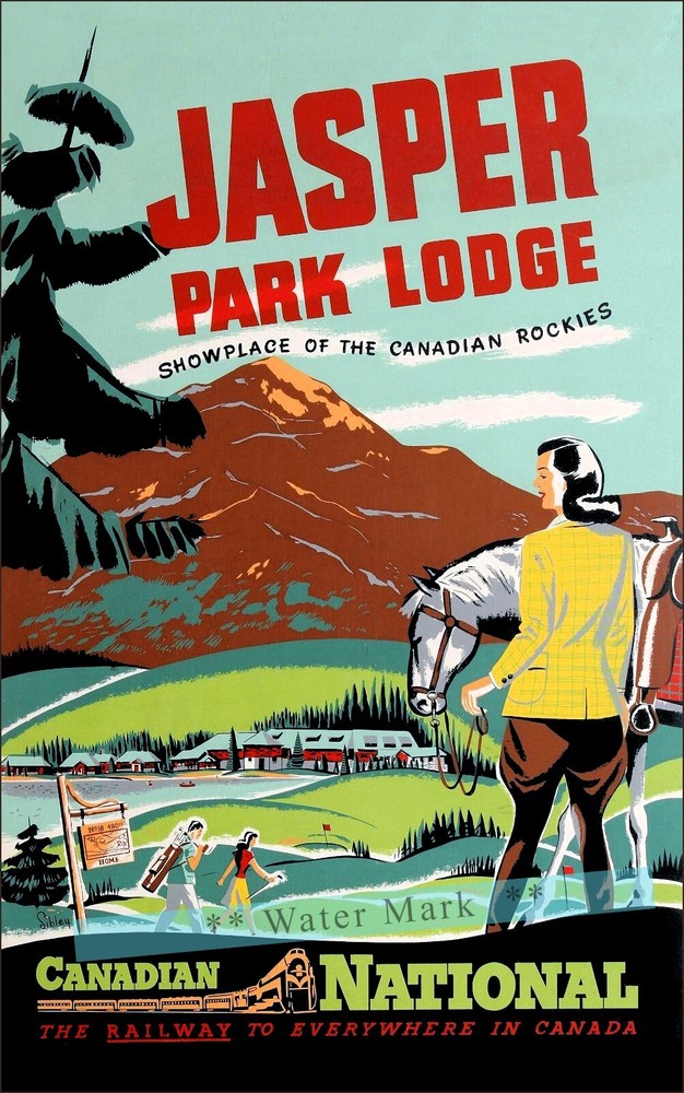 Jasper 1950 Canadian National Rail Vintage Poster Print Retro Style Travel Art