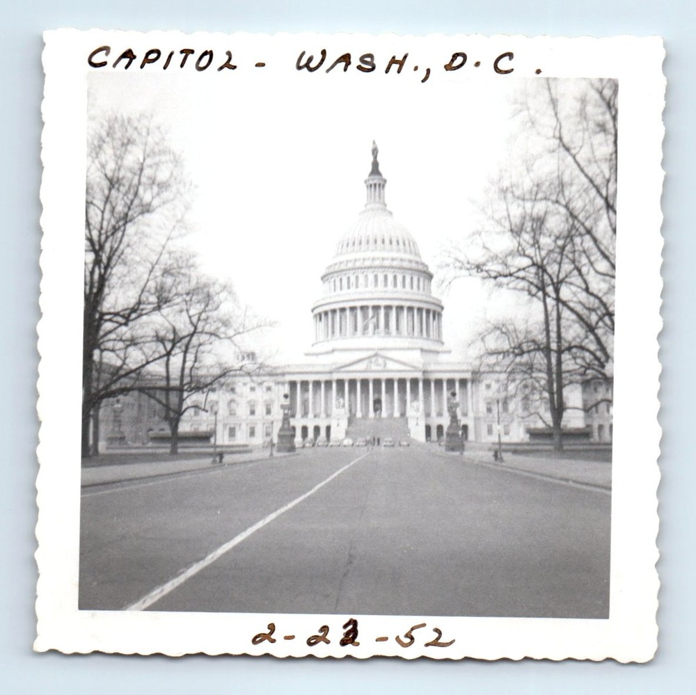 Old Vintage Square Photo CAPITOL WASHINGTON DC 1952 SNAPSHOT PHOTOGRAPH