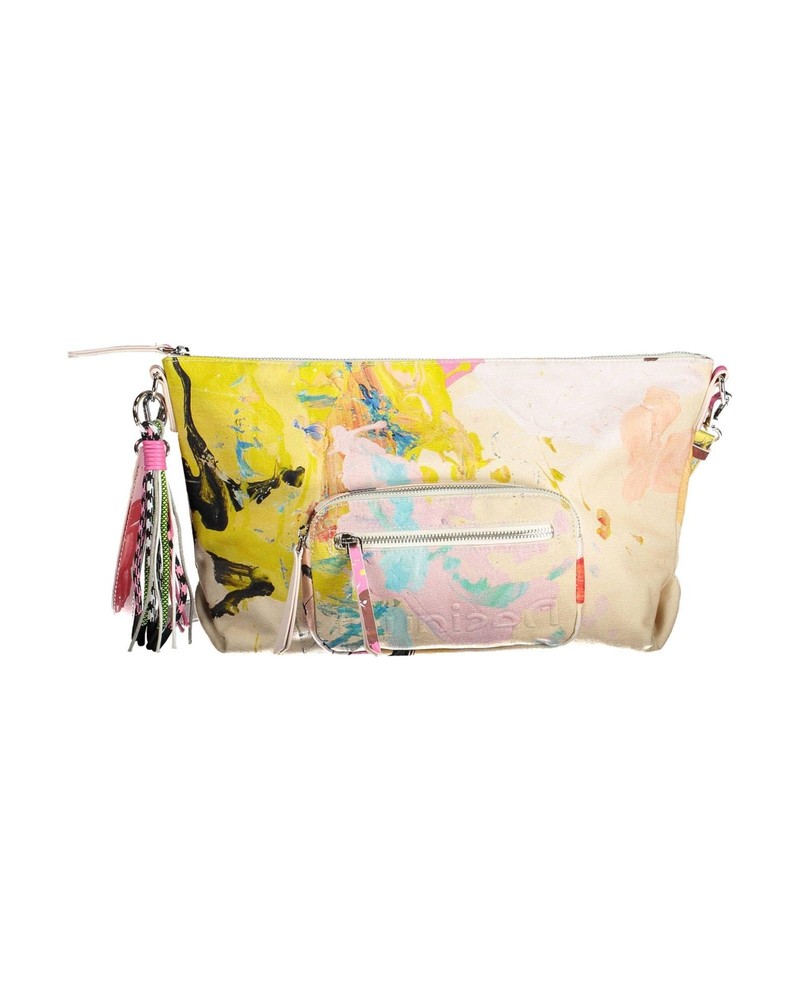 Desigual  Canvas Bag with Abstract Art Print  Multicolor  -  Handbags  - White-image