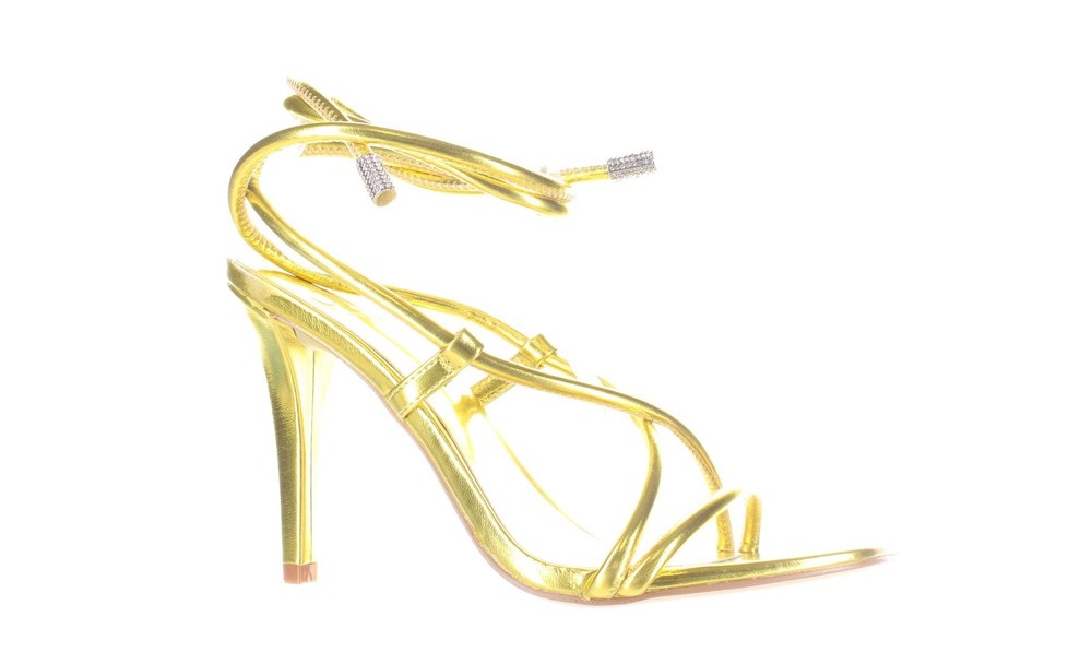 JLO Jennifer Lopez Womens Rainia Gold Ankle Strap Heels Size 6 7705517