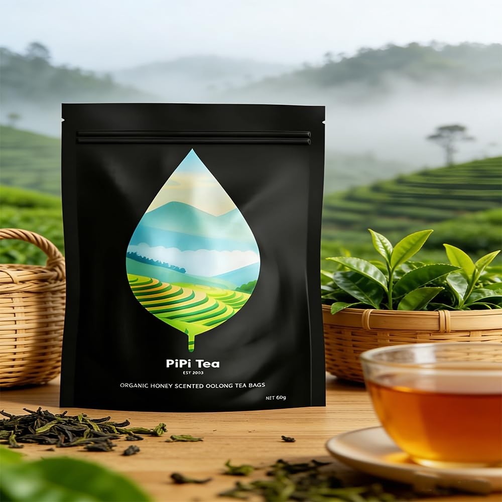 PiPi Tea Organic Oolong Bags – Whole Leaf, 20 (4g Each) 20 .