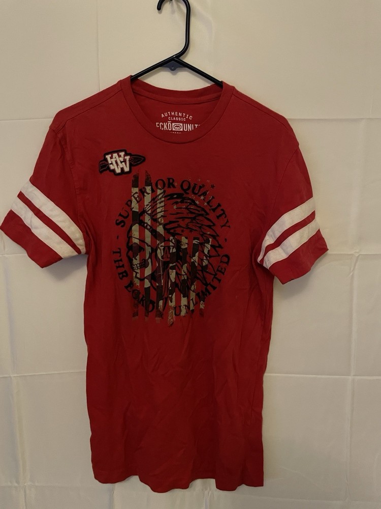 Ecko Unltd Men’s Graphic T-Shirt Red White Stripes Size M
