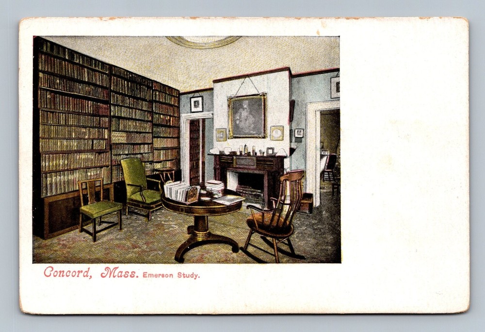 Vintage Concord MA Emerson Study Postcard by Hugh C. Leighton Co.
