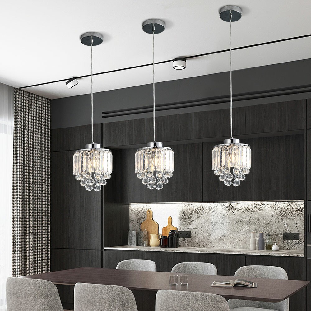 3-Pack Modern Crystal Ceiling Lights E26 Pendant Fixture for Bedroom Living Room