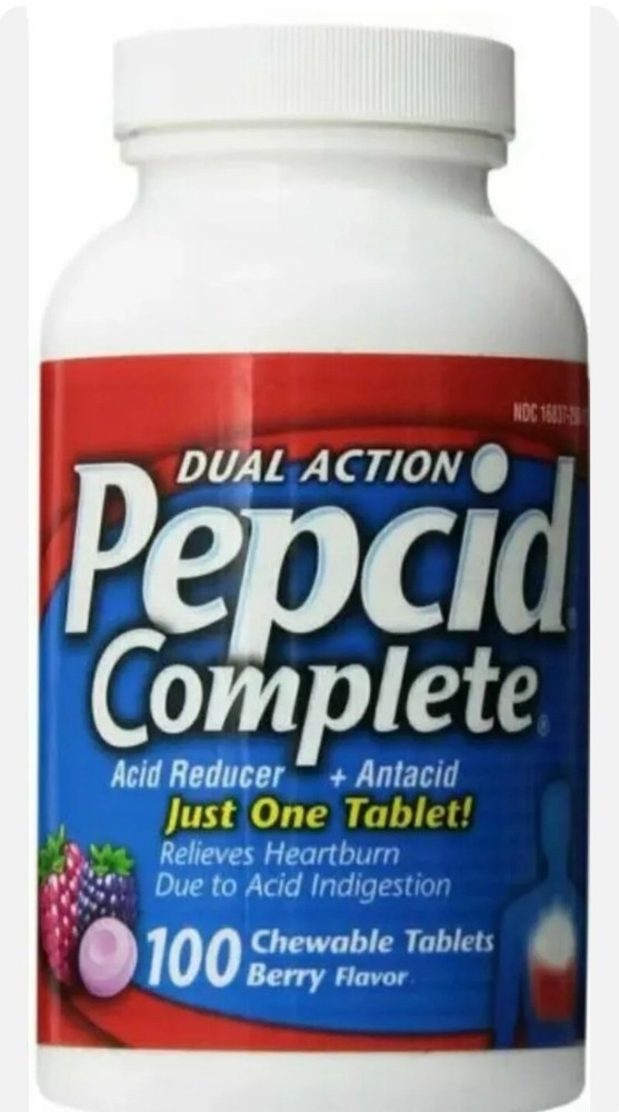 Pepcid Complete  Acid Reducer Berry. 100 Chewable Tablets exp 2026-image