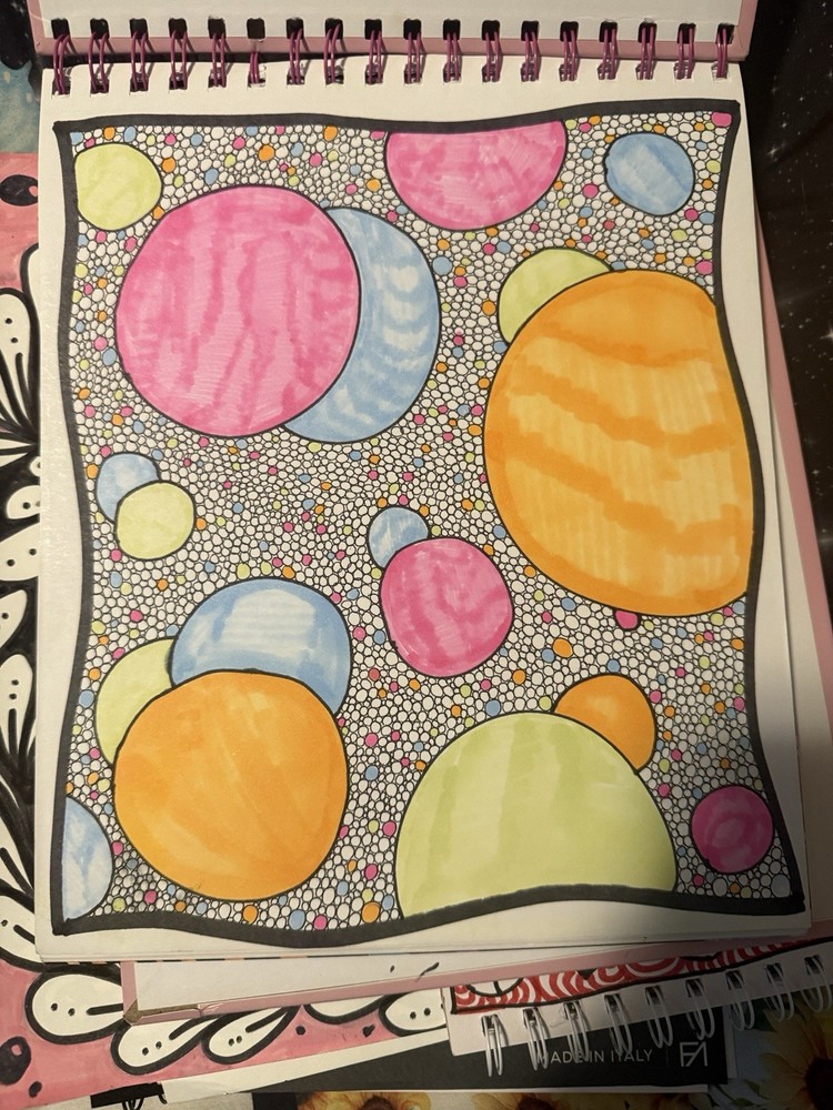 Abstract Doodle Art Print 9x12 Inches Colorful Creative Design-image