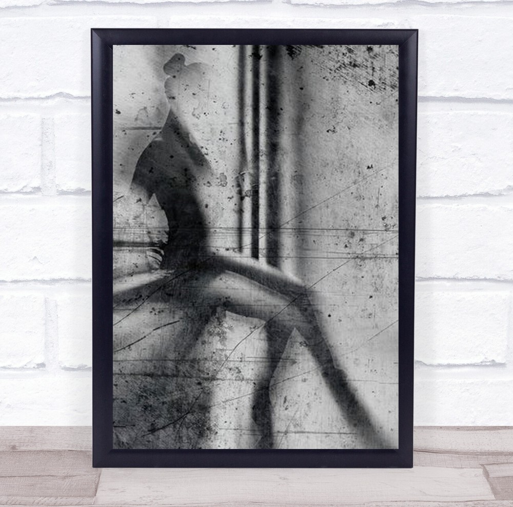 Future Creative Edit Texture B&W Scratches Abstract Ghost Woman Wall Art Print