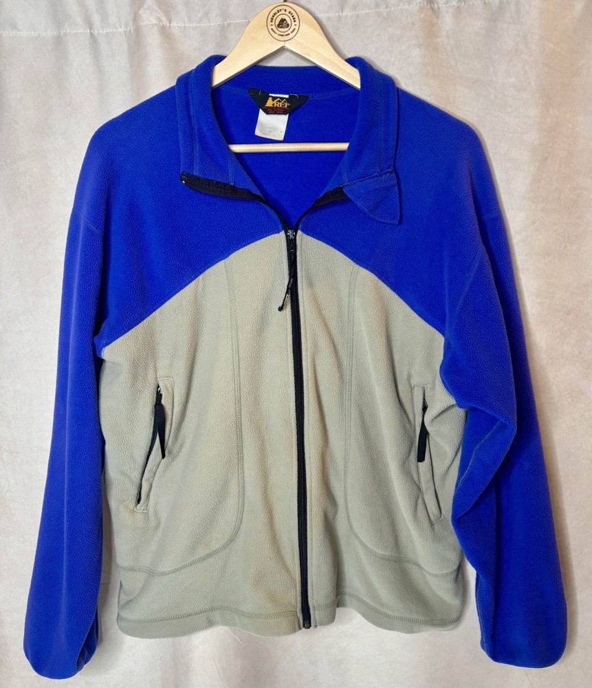 REI Polartec Fleece Jacket Women’s M Blue Colorblock Full Zip Outdoor Hiking