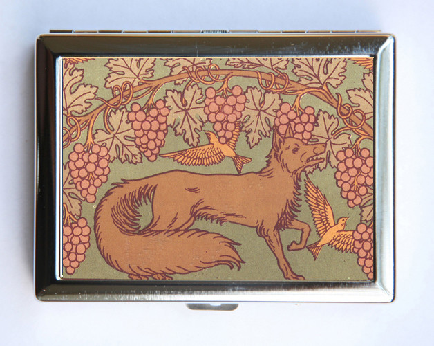 Art Nouveau Wolf Bird Cigarette Case Wallet Business Card Holder