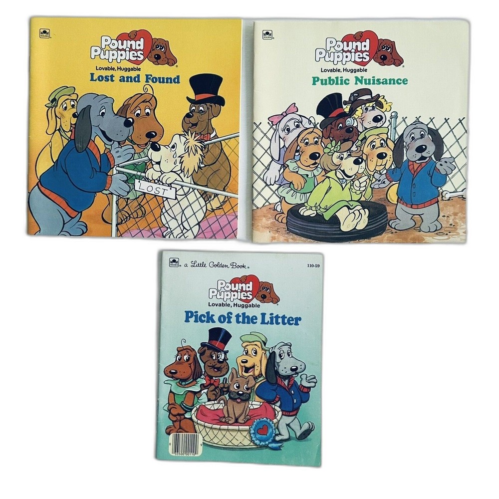 Lot of Pound Puppies Golden Books 80s Lost & Found Public Nuisance Pick Litter