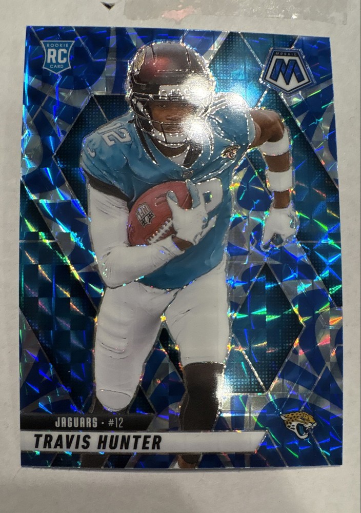 2025 Panini Mosaic - Rookies Travis Hunter #301 Reactive Blue Mosaic Prizm (RC)