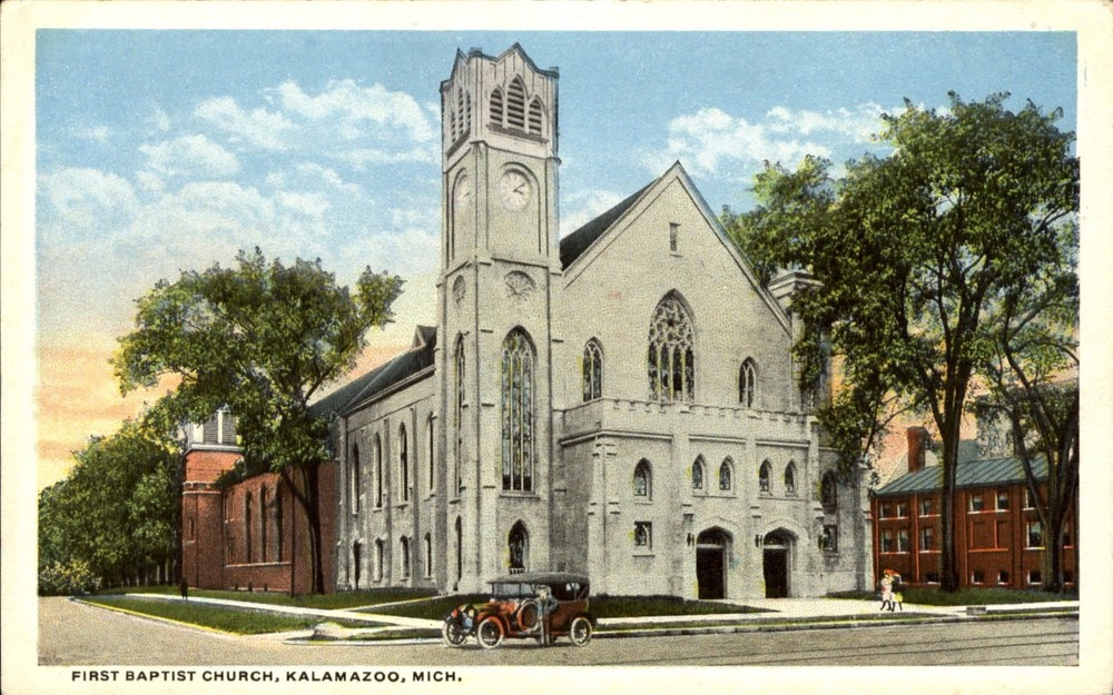 First Baptist Church ~ Kalamazoo Michigan MI ~ c1910 unused postcard