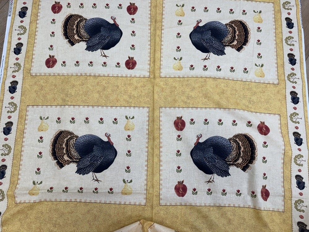 NEW TURKEY Apples PEARS Warren Kimble Cotton Quilt Weight Fabric PANELS 2 YARDS