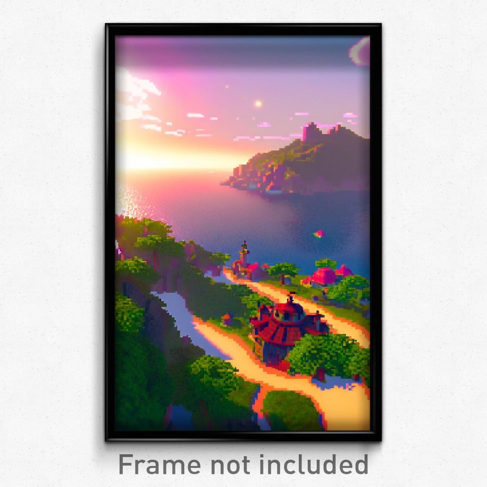 8-Bit Rosy Peninsula Pixel Art Psychedelic Gaming Poster