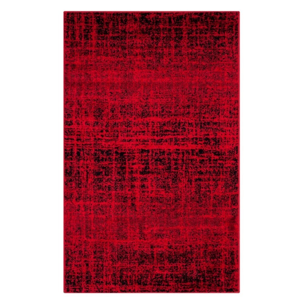 Adirondack Collection Area Rug - 6' Square, Red & Black, Modern Abstract Desi...