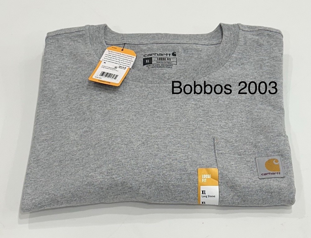 Carhartt Men's Loose Fit Long-Sleeve Pocket T-Shirt, Heather Gray, Size XL