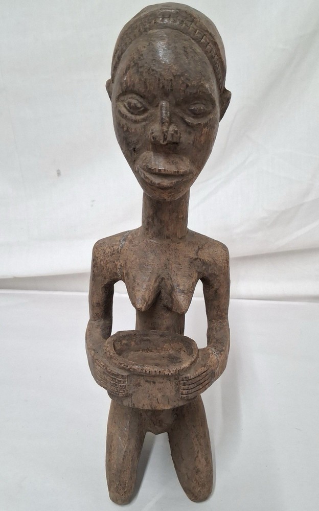 Vintage African Hand Carved Wooden Sculpture Female Figurine