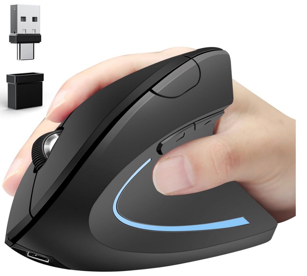Wireless Ergonomic Vertical Mouse with Bluetooth 5.0 USB 3-Mode Connectivity